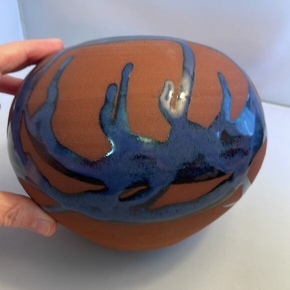 Signed Jon Mehr Studio Art Red Ware Purple Drip Glaze Pottery EUC - Picture 9 of 9